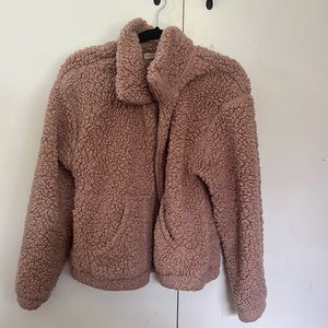 Medium pink fluffy zip up.